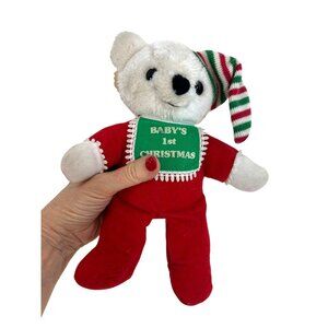 Dakin Baby’s 1st Christmas Bear 1983 Vtg Hand-Crafted Plush Toy Stuffed Animal
